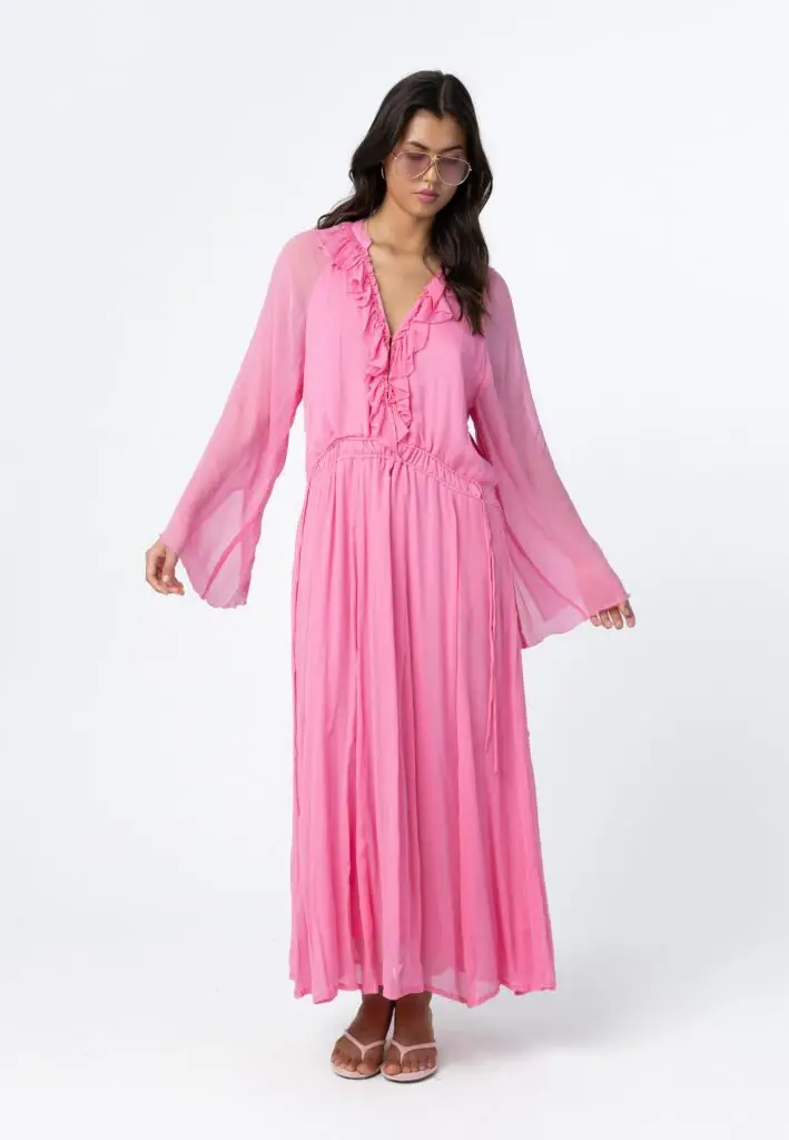 Frill detail chiffon dress