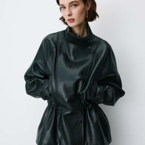 Relaxed faux-leather jacket noir Auburn